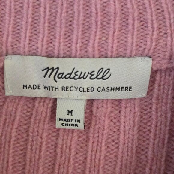 Madewell Resourced Cashmere Ribbed Mockneck Pullover Sweater Flamingo Size M - Picture 6 of 8